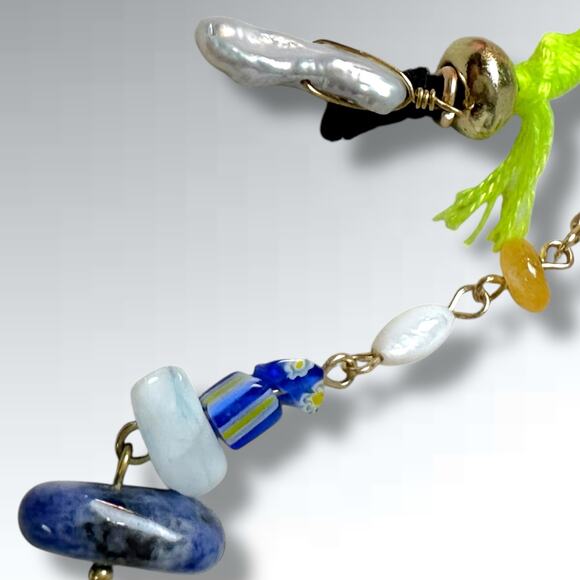 Free People Ariana Ost Dripping In Sun Hair Tie in White Multi NWT Bracelet Boho - Picture 5 of 12